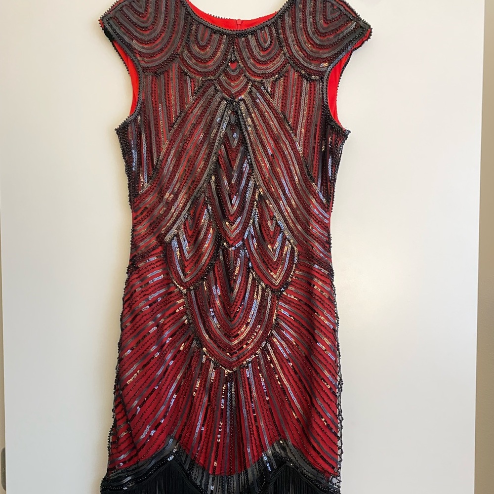 New 1920s Flapper Dress Red and Black